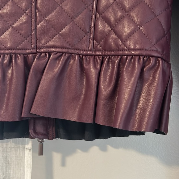 French Connection Women's Vegan Leather Jackets, Plum Noir Ruffle size XS NWT - Picture 7 of 10